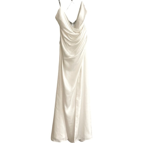 Fame&Partners NWT/BOX Ivory Satin wrap maxi dress BRIDES&BRIDESMAID Fits 6-8 - Picture 8 of 17